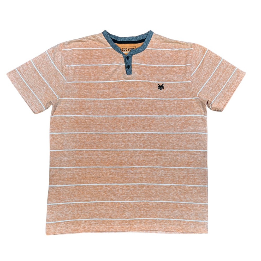 Zoo York Boy’s Casual Orange Striped Short Sleeve Summer T-Shirt Sz L